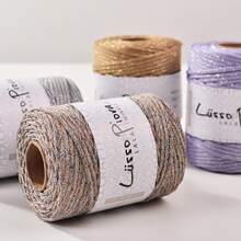 1pc 3mm/60m Sparkle Crochet Yarn, Durable Glitter Cord For DIY Handmade Bags, Festival Decor & Jewelry Accessories. - Multicolor - View 5