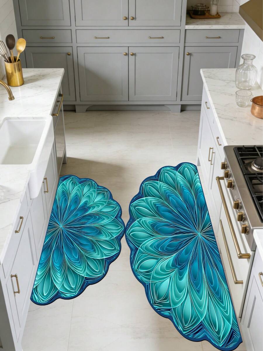 1 pieza Alfombra de baño de tierra de diatomeas con diseño floral negro & dorado, alfombra de baño, felpudo, alfombra de área pequeña, alfombra, decoración del hogar, alfombra para exteriores, alfombra de dormitorio, lavable - Multicolor 8 - Ver 1