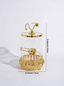 1 Set Gold Glass Candy Storage Jar, Luxury Gold Desktop Storage Jar, Candy And Chocolate Container - Multicolor - View 9
