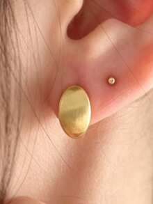 YUNCHUN 1 Pasang Anting Lingkaran Emas Minimalis, Perhiasan Jepit Telinga Gaya Perjalanan Sehari-hari, Aksesori Telinga - Emas - View 4