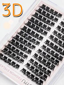 120 grappes de faux cils 3D à l'apparence naturelle, légers pour un port quotidien, réutilisables, faux cils naturellement recourbés - recourbés en D, tailles mixtes, grappes de cils, cils segmentés, cils, faux cils - D - Voir 4