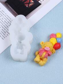 1 pieza Molde de resina DIY con forma de globo de oso de peluche, perfecto para hacer adornos decorativos, velas de yeso con goteo de piedra, productos, decoraciones para el hogar y bodas, mesas de exhibición, molde de silicona - Blanco - Ver 8