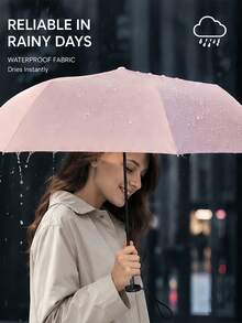 1Pc Super Light Ultra Slim Mini 3-Fold Umbrella With Cover, 5-Rib Thick Black Coating Sun & Rain Parasol, UV Protection Portable For Travel Beach Bedroom Decor, Summer Must-Have, Bridesmaid Birthday Back To School Gift, Pink Green Blue White Black - Multiple Styles - View 6