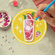 8pcs/Set Diamond Painting Coaster Set With Cup Pattern Coasters (With Stand) - DIY Diamond Art Craft Kit For Home Decor, Beginner Diamond Kit Craft Supplies, Faux Diamond Art Craft Supplies Gift - Cup Pattern - View 8