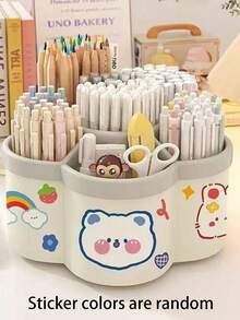 360 Degree Rotating 4-Tier Desk Organizer Rack, Heavy Duty PP Plastic Storage Box, Space Saving Thickened Desktop Organizer Box, Suitable For Office, School, Home, Portable Organizer Box For Pens, Pencils, Makeup Brushes, Fit For Small Spaces - Multicolor - View 16