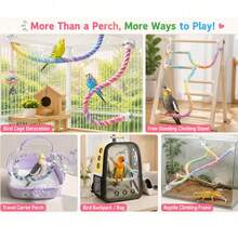 Colorful Gradient Bird Paper Rope Perch, Flexible Hanging Swing & Cage Decor Toy For Small Parrots,Parakeets, Budgies,Cockatiels ,Pet Supplies - Multicolor - View 2