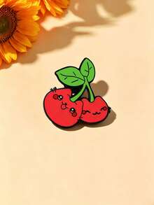 1pc Cute Cherry Cat Brooch, Healing Cartoon Pin, Anti-Exposure Accessory For Backpack, Hoodie, Denim Jacket, Versatile Decoration For Students And Couples, Exquisite Small Accessory - Multicolor - View 6
