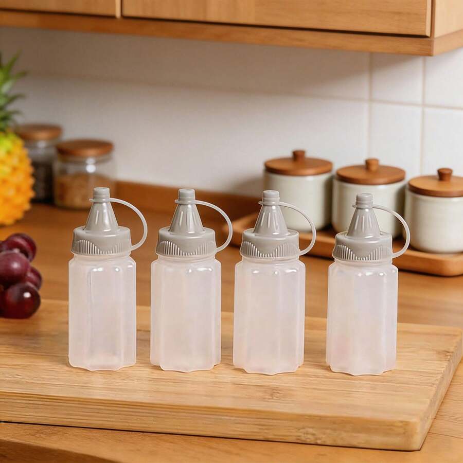 4Pcs Portable Mini Squeeze Bottles, Small Leak-Proof Sauce Containers For Ketchup, Honey, Mustard, Salad Dressing, Ideal For Lunch Box, Bento, Picnic, Travel, Kitchen Accessories - Mini Sauce Bottle - View 1