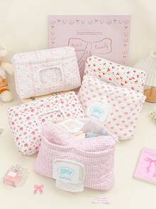 1Pc Quilted Travel Makeup Bag Cute Cosmetic Bag Large Capacity Multi-Functional Storage Bag Mommy Bag Baby Clothes Bag Diaper Bag Wet Wipes Bag Underwear Storage Bag Portable Diaper Organizer Cosmetic Organizer Travel Essential Bridesmaid Gifts - Multicolor - View 4