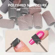 Conjunto de 240 Grãos 3mm Mini Bandas de Lixamento, Mangas de Lixamento de Unhas com Mandril, Para Preparação de Unhas Naturais, Polimento e Suavização de Superfície - Preto - Visão 3