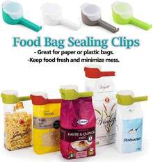 Sealing Food Bag Clip With Spout | Reusable Pour Spout Bag Sealer For Snacks, Cereal & Pet Food - Random Color - 3 Pieces - View 1