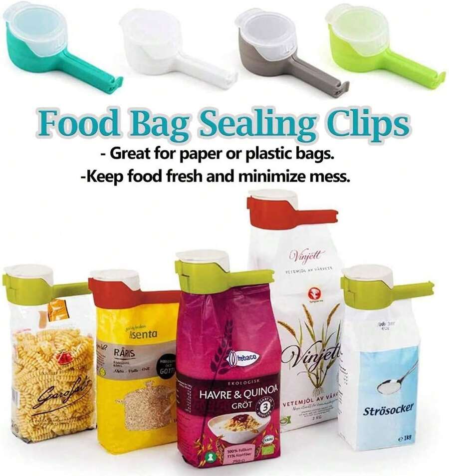 Sealing Food Bag Clip With Spout | Reusable Pour Spout Bag Sealer For Snacks, Cereal & Pet Food - Random Color - 3 Pieces - View 1