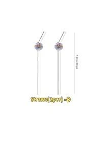 2入花卉裝飾彎曲玻璃吸管，可重複使用，適用於果汁、奶茶、咖啡、冷飲，時尚裝飾吸管，適合日常使用與送禮 - 7 - 查看 9