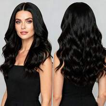 18 Inch Black Middle Part Curly Wig, Natural Voluminous Style, Comfortable Fit, Durable Shape, Suitable For Christmas And Daily Wear, Fashionable Elegant Versatile, Universal For All Women, Elegant Hairstyle Accessory - Black - View 7