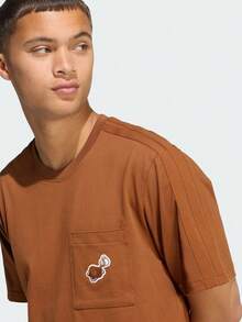 Adidas Men's M COFFEE PKT Knit Collarless Short Sleeve T-Shirt TKB4842 - Brown - View 5