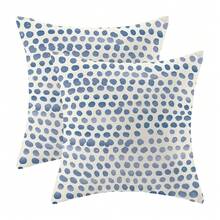 Polka Dot Pillow Covers 24x24 Inch Set Of 2 Blue Cream Outdoor Decor Throw Pillows For Couch Modern Boho Design Watercolor Decorative Cushion Cases For Home Sofa Bed Decorations - 藍色波點圖案 24 吋 x 24 吋(2 件裝) - 查看 1