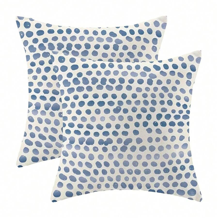 Polka Dot Pillow Covers 24x24 Inch Set Of 2 Blue Cream Outdoor Decor Throw Pillows For Couch Modern Boho Design Watercolor Decorative Cushion Cases For Home Sofa Bed Decorations - 藍色波點圖案 24 吋 x 24 吋(2 件裝) - 查看 1