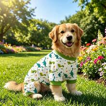 1件恐龍狗睡衣適用於小型中型犬 術後恢復服 狗狗可愛柔軟透氣幼犬睡衣 寵物春夏彈性睡衣 男孩女孩通用 - 綠色 - 查看 5