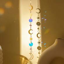1pc Mini Elegant Crystal Wind Chime & Sun Catcher, Bohemian Style Crescent Moon Shape With Crystal Stones, Wedding/Window/Car Decoration - Wedding, Home, Car Accessories - Durable Hanging Decor - Wedding & Home Decor Hanging Ornament - A Crescent-shaped Wind Chime Light Catcher - View 6