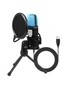 USB RGB Condenser Noise-Canceling Wired Gaming Microphone, Suitable For Podcast, Recording Studio, Live Streaming, Laptop, Desktop Computer - 查看 1