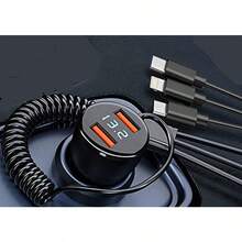 最新 ＬＩＭＩＴＰＯＷＥＲ ブランド登録済 一つの商品でほとんどの充電が完了します 車載シガーソケット QC3.0 ダブルQC3.0ポート装備+タイプC+ライティング+マイクロUSB qc3.0 Quick Charge 3.0 ＋３ＩＮ(ライトニング・タイプＣ・マイクロＵＳＢ)６５Ｗ＋１８Ｗ＋１８Ｗ 計１０１Ｗ超ハイパワー うれしい電圧計装備 すべて同時に充電できます充電ケーブル   充電器　 - 写真のように - チェックする 7