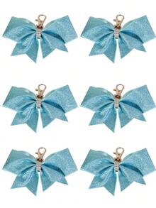 6pcs New Fashion Shiny Leather Bow Keychain Pendant Personalized Rhinestone Best Friend Bag Charm Gift Hair Styling Tool Kit - Multicolor - View 11