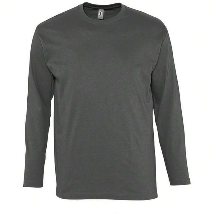 SOLS Mens Monarch Long Sleeve Plain Colour T-Shirt - Dark Grey - View 1