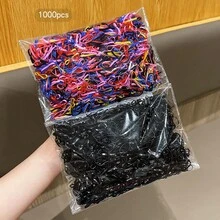 1000 piezas de ligas para el cabello desechables, coloridas, simples y versátiles - Multicolor - Ver 10