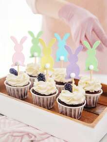5/10pcs Easter Cake Decorations, Creative Colorful Rabbit Cake Toppers, Easter Theme Party Decor Supplies, Cupcake Decorations, Cake Dessert Toppers, Easter Decorations, Holiday Party Decor - Multicolor - View 4