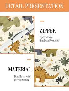 2PCS Set Perlengkapan Tidur Dinosaurus Kartun Boho untuk Anak Perempuan, Bayi, dan Balita, 1 Sarung Bantal, Cocok untuk Semua Musim, Dengan Penutup Resleting (Tanpa Isian), 100% Poliester - MultiWarna - View 6