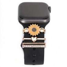4 piezas/Set Colgante de Encanto de la Virgen María con Strass para Correa de Reloj, Adecuado para Decoración de Correa de , Adecuado como Regalo de Accesorios de Correa de Reloj - Amarillo - Ver 1