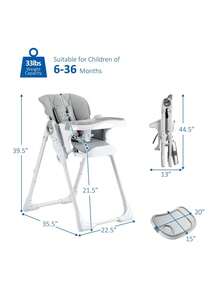 3-In-1 Adjustable And Foldable High Chair For Babies – Removable Tray, Easy To Clean And Store, Portable Feeding Chair For Infants And Toddlers – Gray - Light Grey - View 4