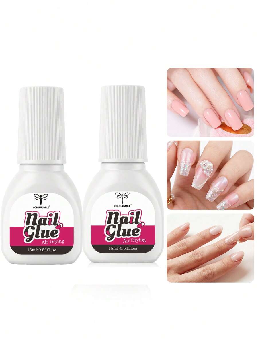 15ML 2入 COLOURSMILE 超強力美甲膠，快速自然風乾，無需UV燈，防水、牢固黏著且持久，適用於假指甲