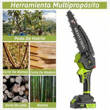 Kiln Ethan 8-Inch Cordless Mini Chainsaw With 2 Batteries And Complete Garden Pruning Kit - Green - View 9