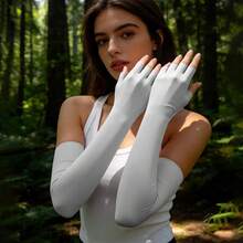 1 Pair Ice Silk Four-Finger Sun Protection Arm Sleeves, Women's Summer Breathable Cooling Sleeves For Outdoor Cycling - Multicolor - View 2