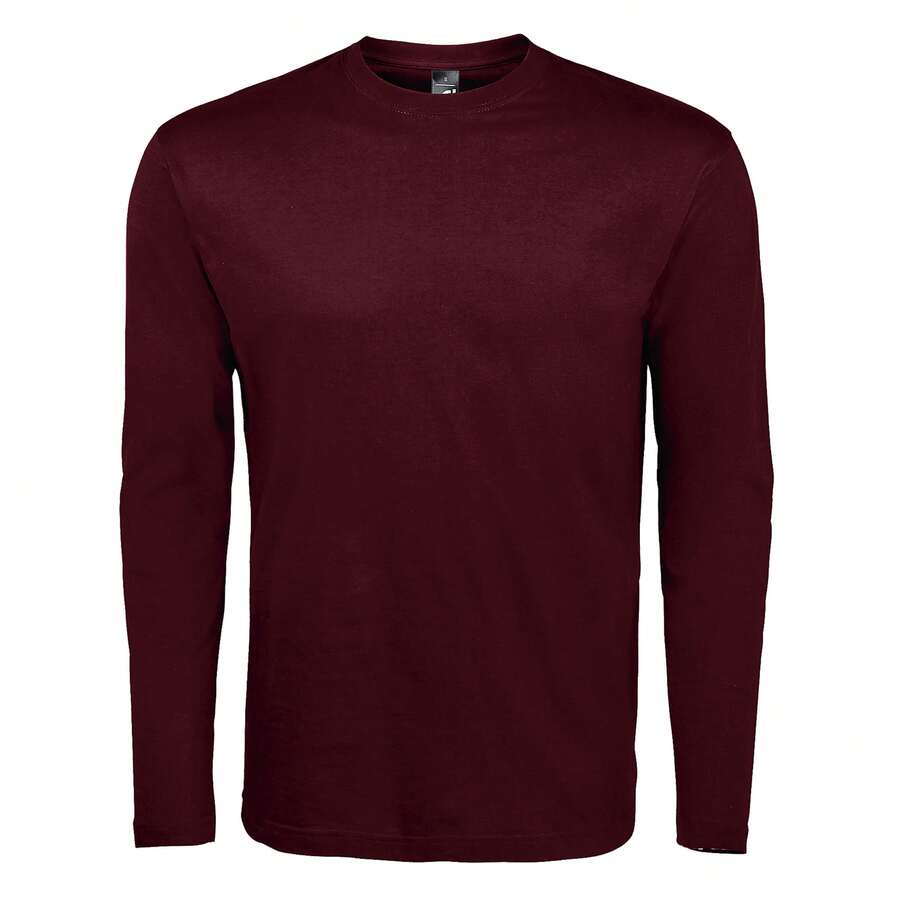 SOLS Mens Monarch Long Sleeve Plain Colour T-Shirt - Oxblood - View 1