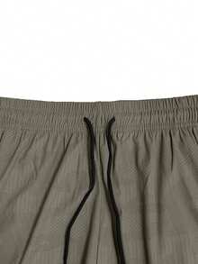 Hidkat Men's Sports Casual Shorts, Summer Elastic Straight Leg Drawstring Zipper Pockets, Suitable For Daily Commute, Fitness, Running, Beach Hiking - Khaki - View 5