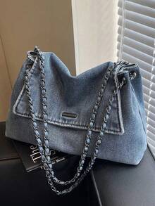 Vintage Denim Bag For Women Casual Chain Shoulder Bag Large Crossbody Purse Travel Bag Summer Tote Bag Travel Essential Back To School Cowgirl - 彩色 - 查看 14