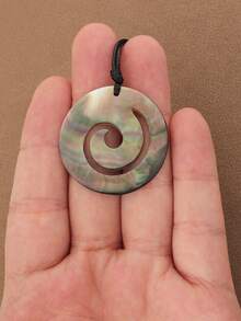 SUPBORA 1pc Fashionable Natural Shell Spiral Swirl Pendant On Wax Rope Necklace Suitable For Women Girls Jewelry Gift - Multicolor - View 4