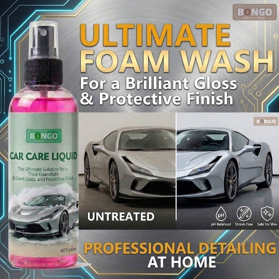 專業高泡車用洗車液 (100ml) - PH平衡配方深層清潔並保護光澤，不留水漬。適用於所有漆面，提供便捷的 DIY 自助居家汽車護理方案。
