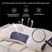 2PCS Pillow Knitted Neck Pillow For Side, Back And Prone Sleeping, Bed Pillow, Deep Sleep, Ergonomic Orthopedic Contour Neck Support, Removable Pillowcase, More Comfortable Bedding Family Holiday Gifts Easter - White - View 6