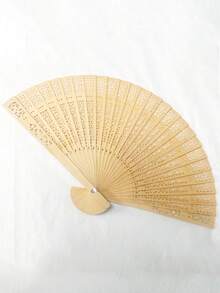 1把复古优雅中式折扇，实木镂空雕花手持折扇，中式风格饰品，婚礼家居装饰，生日礼物，婚礼伴手礼，团队建设活动，露营，旅行必备 - 彩色 - 查看 12