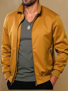Latest Release Bomber Jacket With Zipper For Men - 薑色 - 查看 1