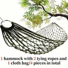 Portable Mesh Hammock - Includes (2 Ropes + 1 Bag), Breathable Nylon Rope Hammock With Metal Rings, Lightweight Camping Hammock For Outdoor, Yard, Garden, Backyard, Travel, Hiking, Beach - A - View 12