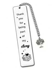 Stainless Steel Bookmark, "Thank You For Being Part Of My Story" Engraved Metal Bookmark With Book Charm Chain, Teacher Appreciation Gift - Multicolor - View 1