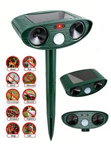 SEAGO Solar Powered Ultrasonic Animal Repellent With Motion Sensor And Strobe Light, Weatherproof Outdoor For Farm Garden Lawn, Suitable For Cats Dogs Coyotes Birds Skunks Snakes Raccoons Rabbits Squirrels - Multicolor - View 11