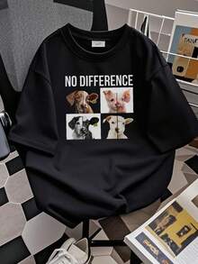Women T-Shirt Print Vegan Tee Shirt Unisex Activism Tee-Shirt Dog Calf Pig Sheep No Difference Tshirt Veganism Activist Animal Liberation T-Shirt Gift - Black - View 2