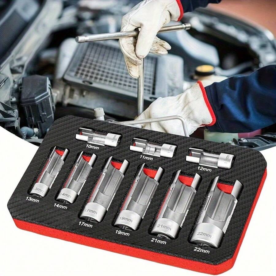 Kunci Sok Pembongkaran Pipa Oli Ujung Terbuka dengan Slot, Kunci Sensor Oksigen, Alat Perbaikan Otomotif Khusus Heksagonal untuk Pipa Injektor Bahan Bakar - Perakitan selongsong - View 1