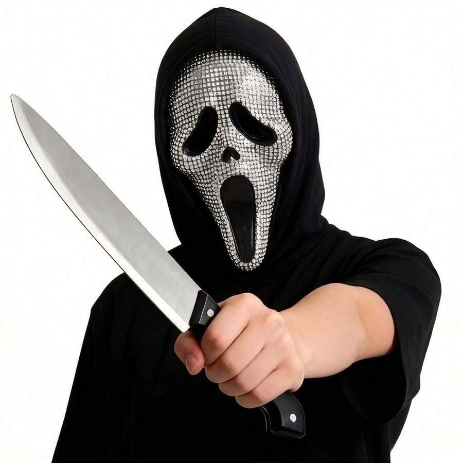1pc Plastic Fake Knife Prop - Realistic Knife, Horror Costume Prank , Cosplay Party Accessory - Multicolor - View 1