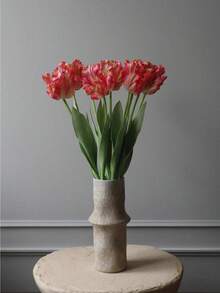 1Pc Artificial Parrot Tulip, 25 Inch Real Touch Silk Faux Tulip Flower Stem, Fake Flower For Vase Arrangement, Home Kitchen Wedding Bouquet Decor, Mother's Day Gift - Multicolor - View 8